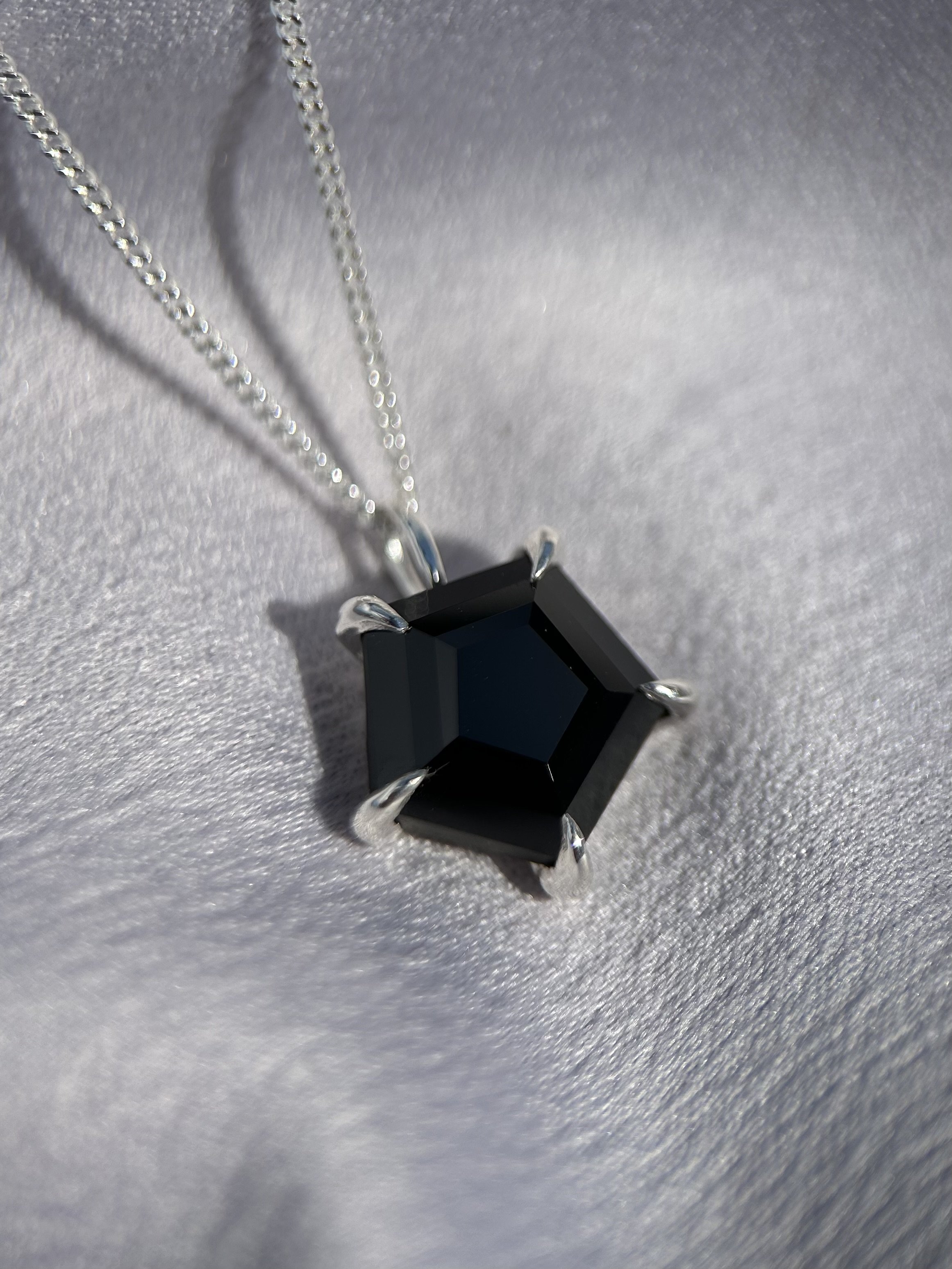 tasmanian black spinel & solid sterling silver