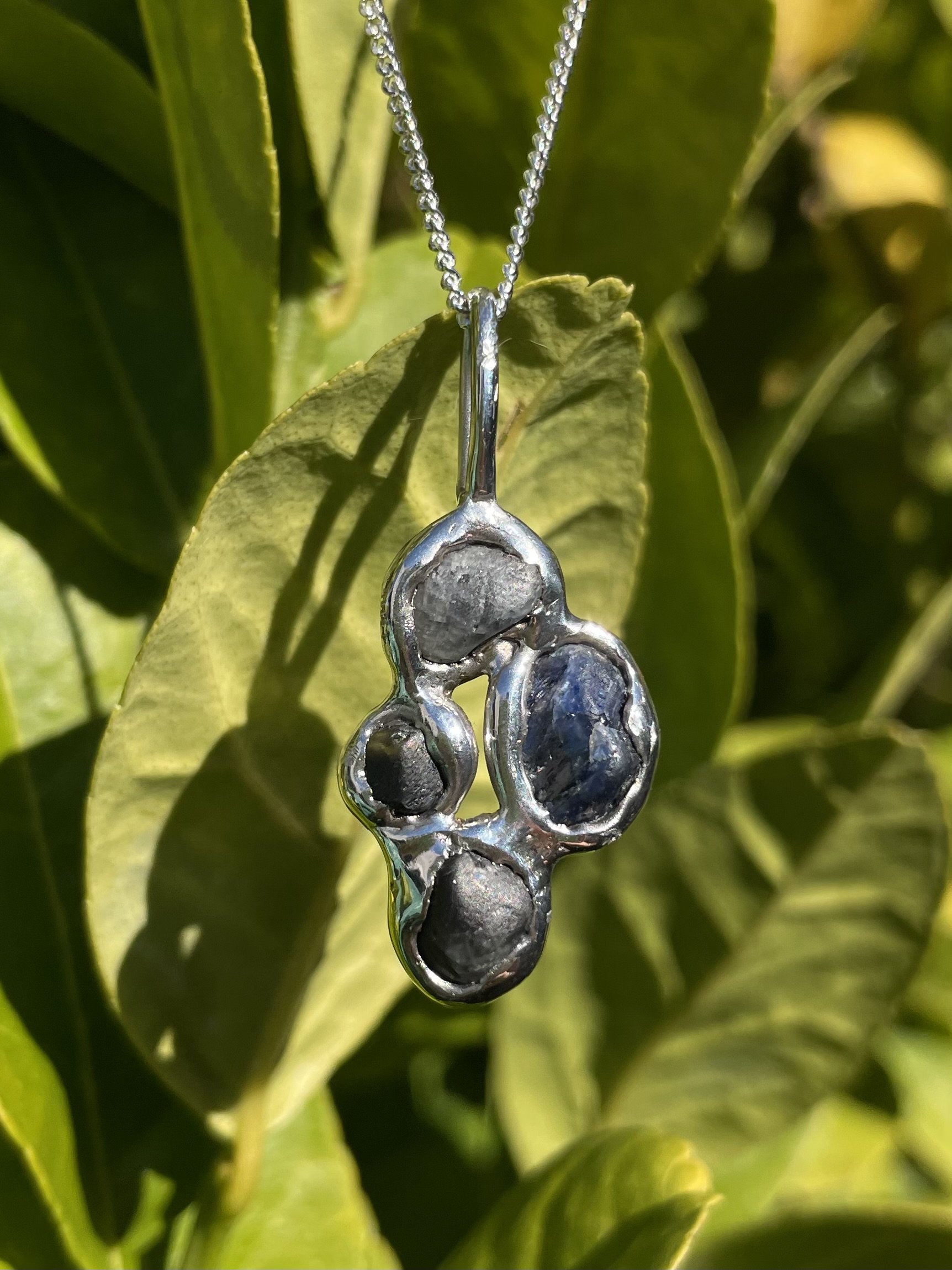 raw tasmanian sapphire & solid sterling silver