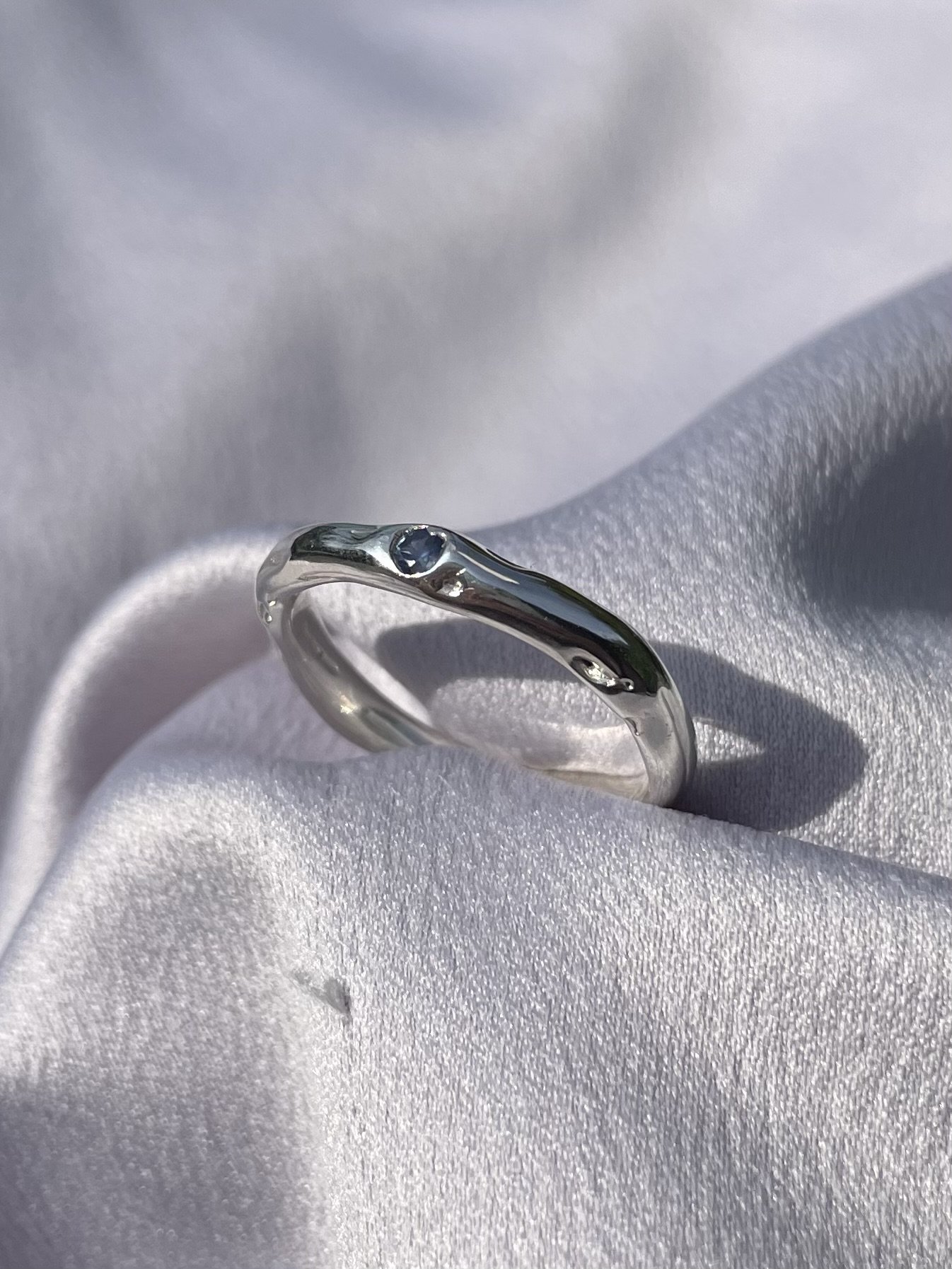 raw tasmanian sapphire & solid sterling silver