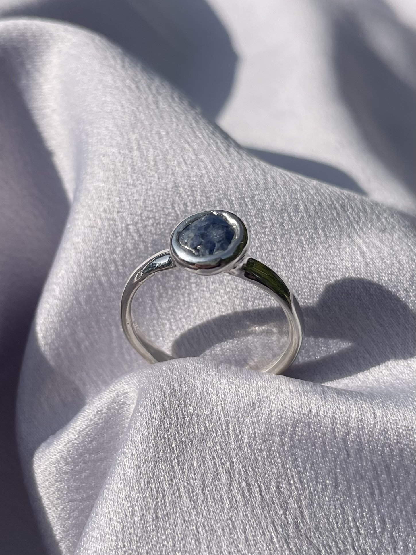 raw tasmanian sapphire & solid sterling silver