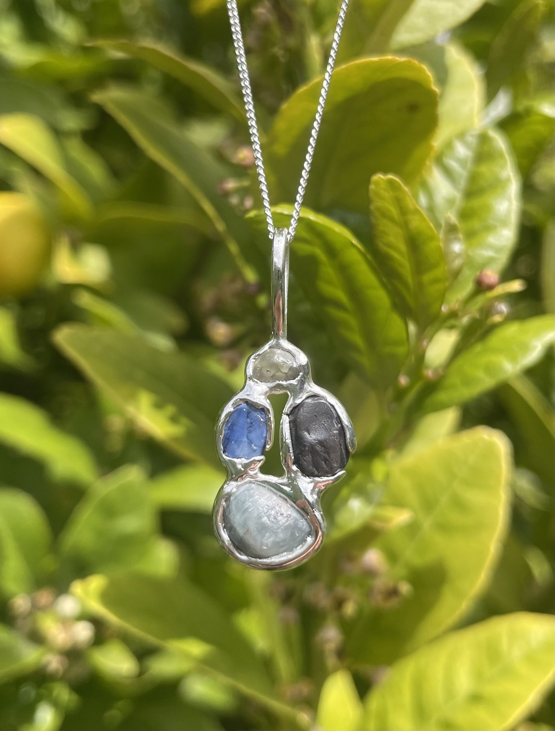 raw tasmanian sapphire & solid sterling silver