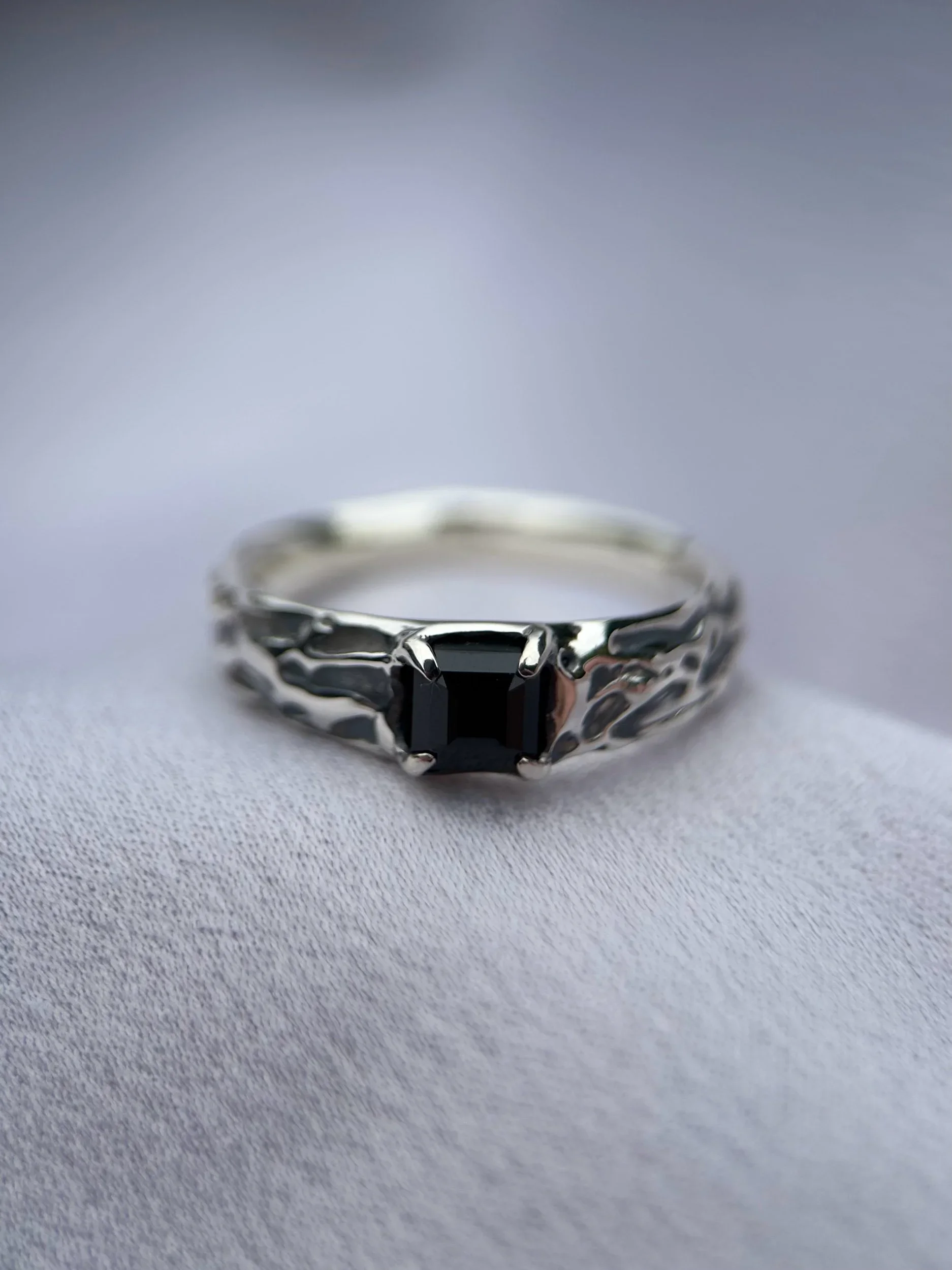 tasmanian black spinel & solid sterling silver