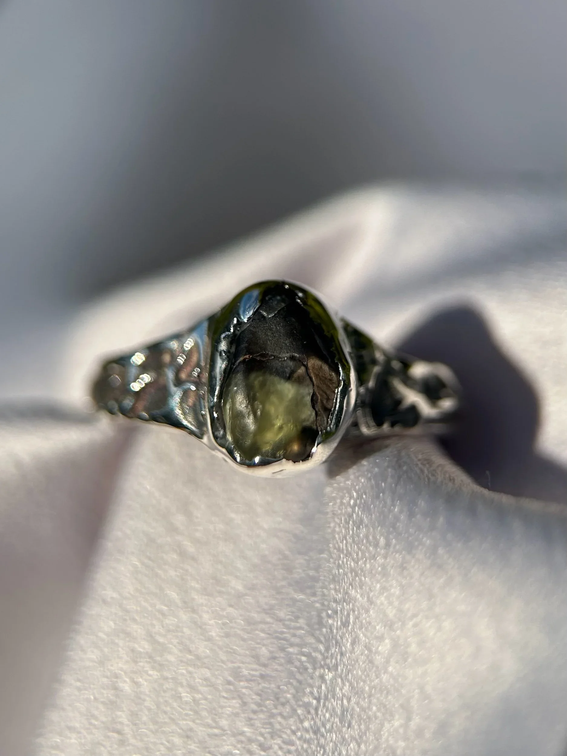 raw tasmanian sapphire & solid sterling silver