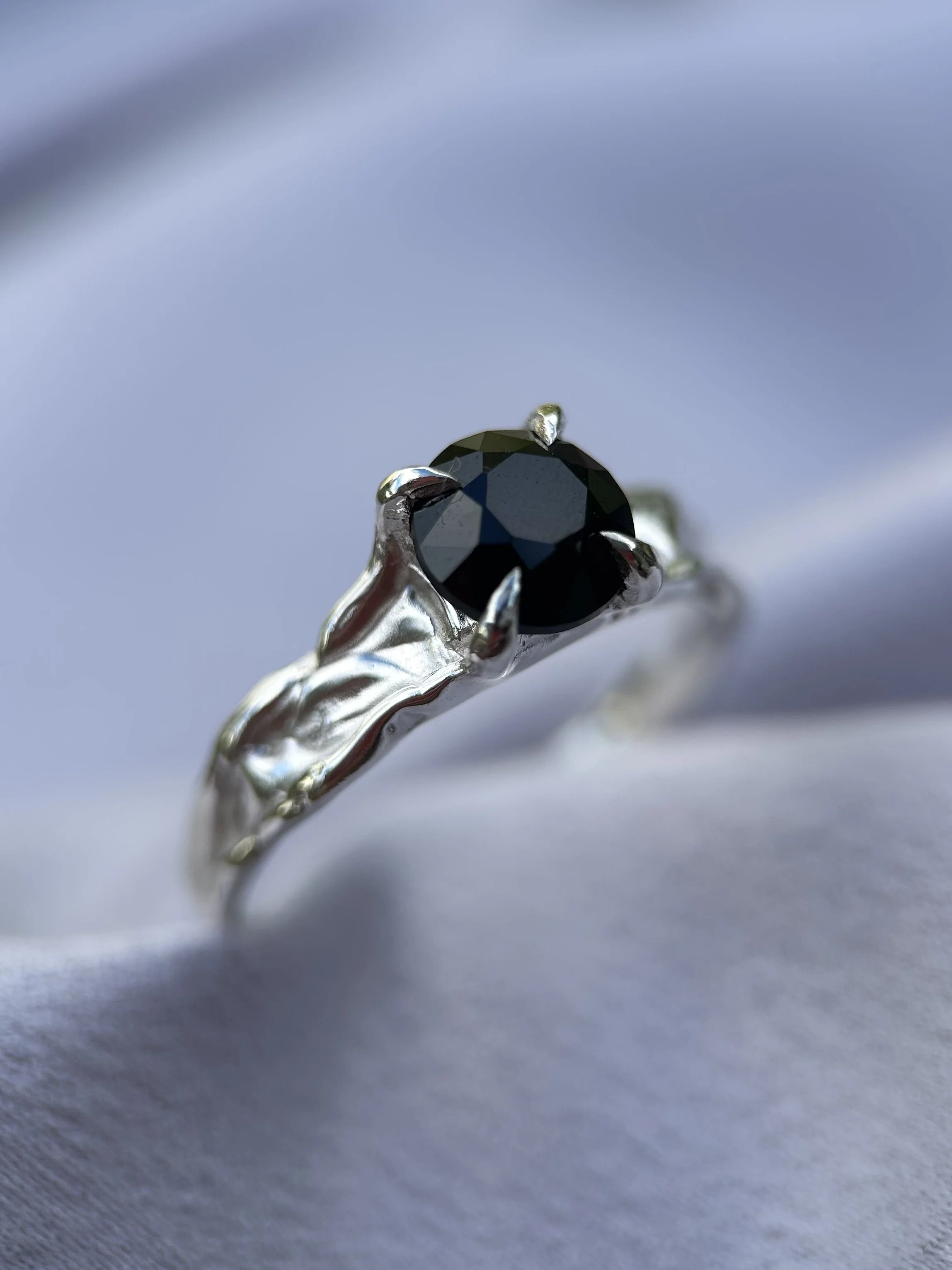 tasmanian black spinel & solid sterling silver