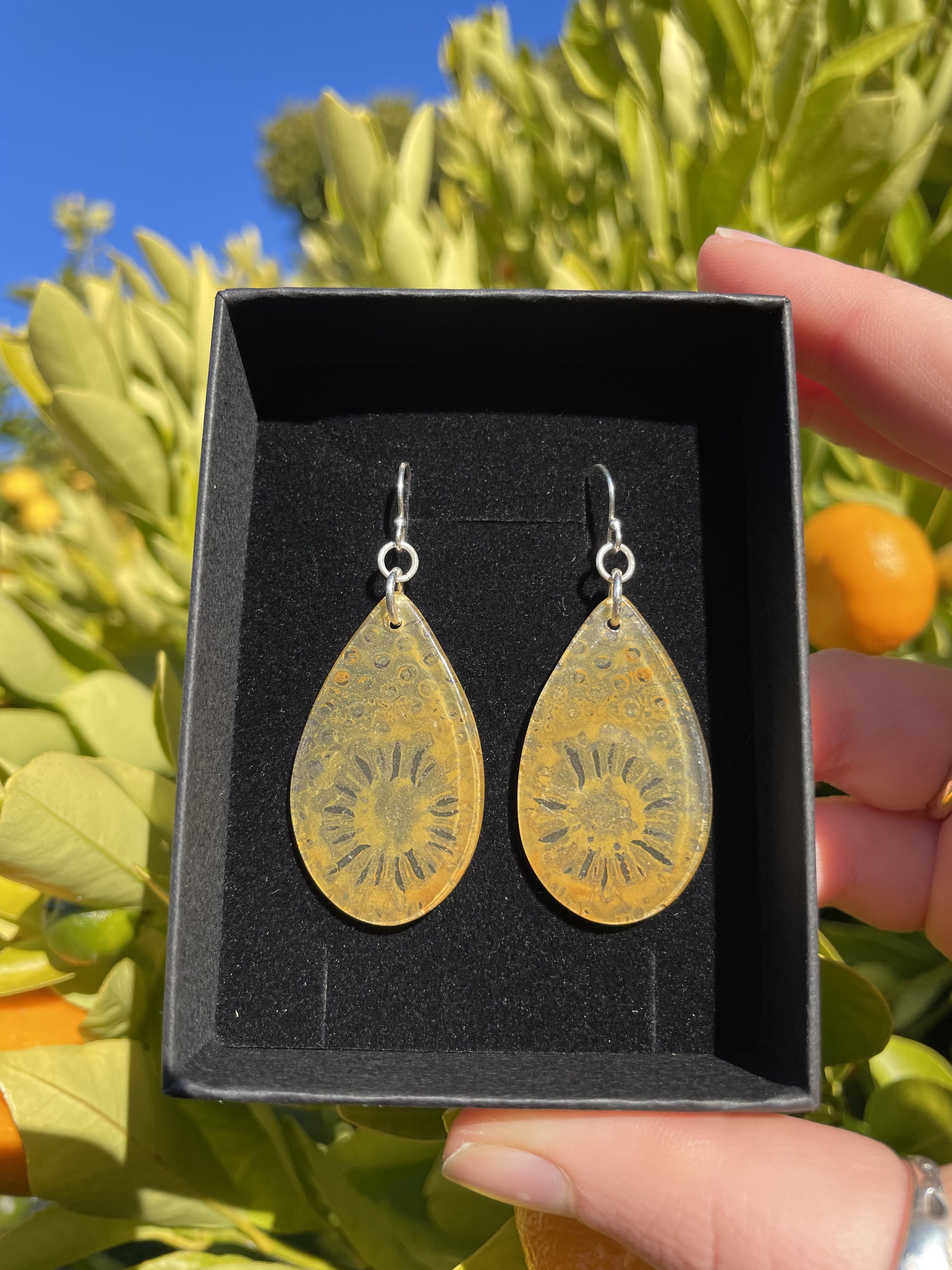 RARE tasmanian petrified fern & solid sterling silver