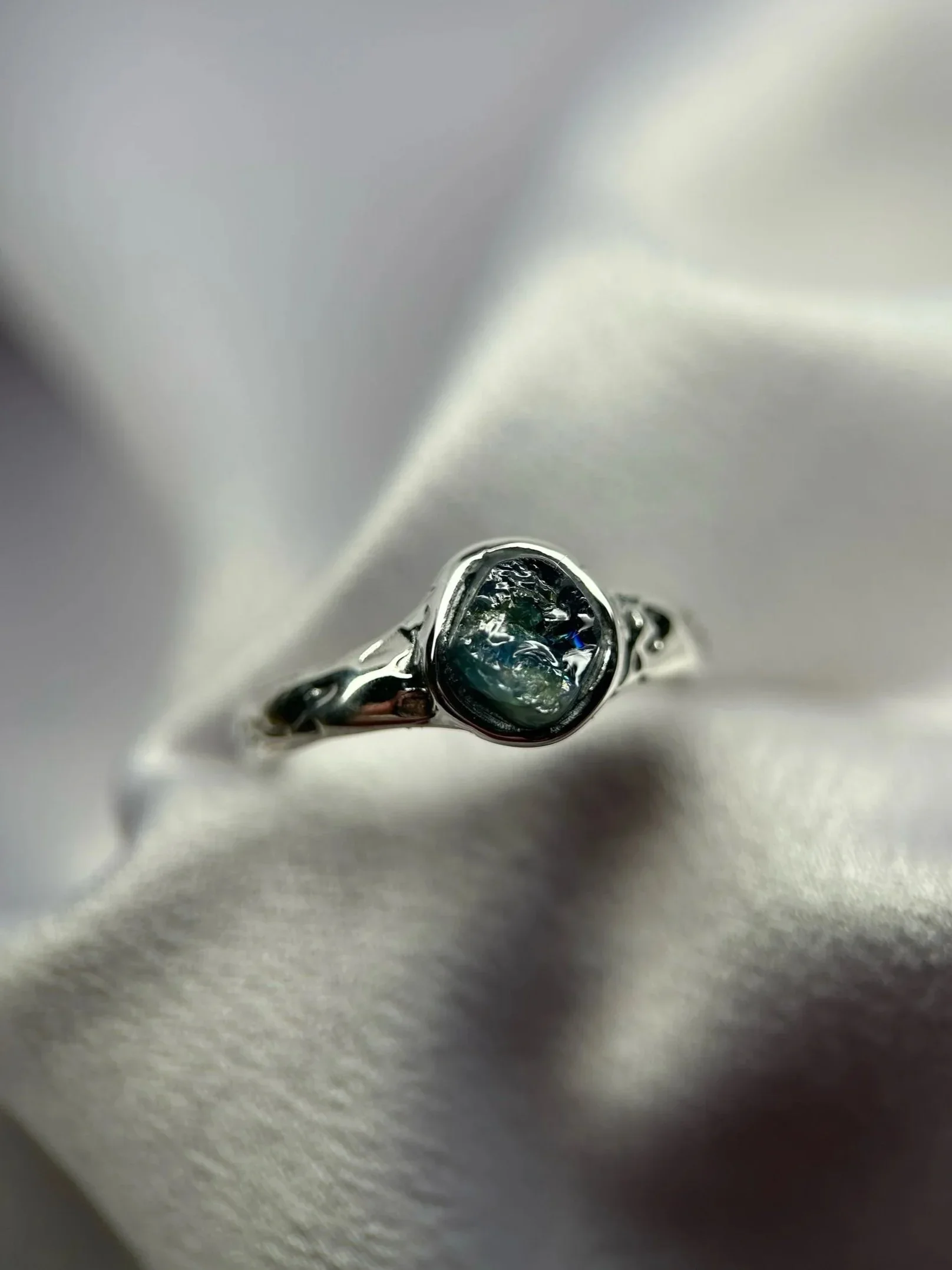 raw tasmanian sapphire & solid sterling silver