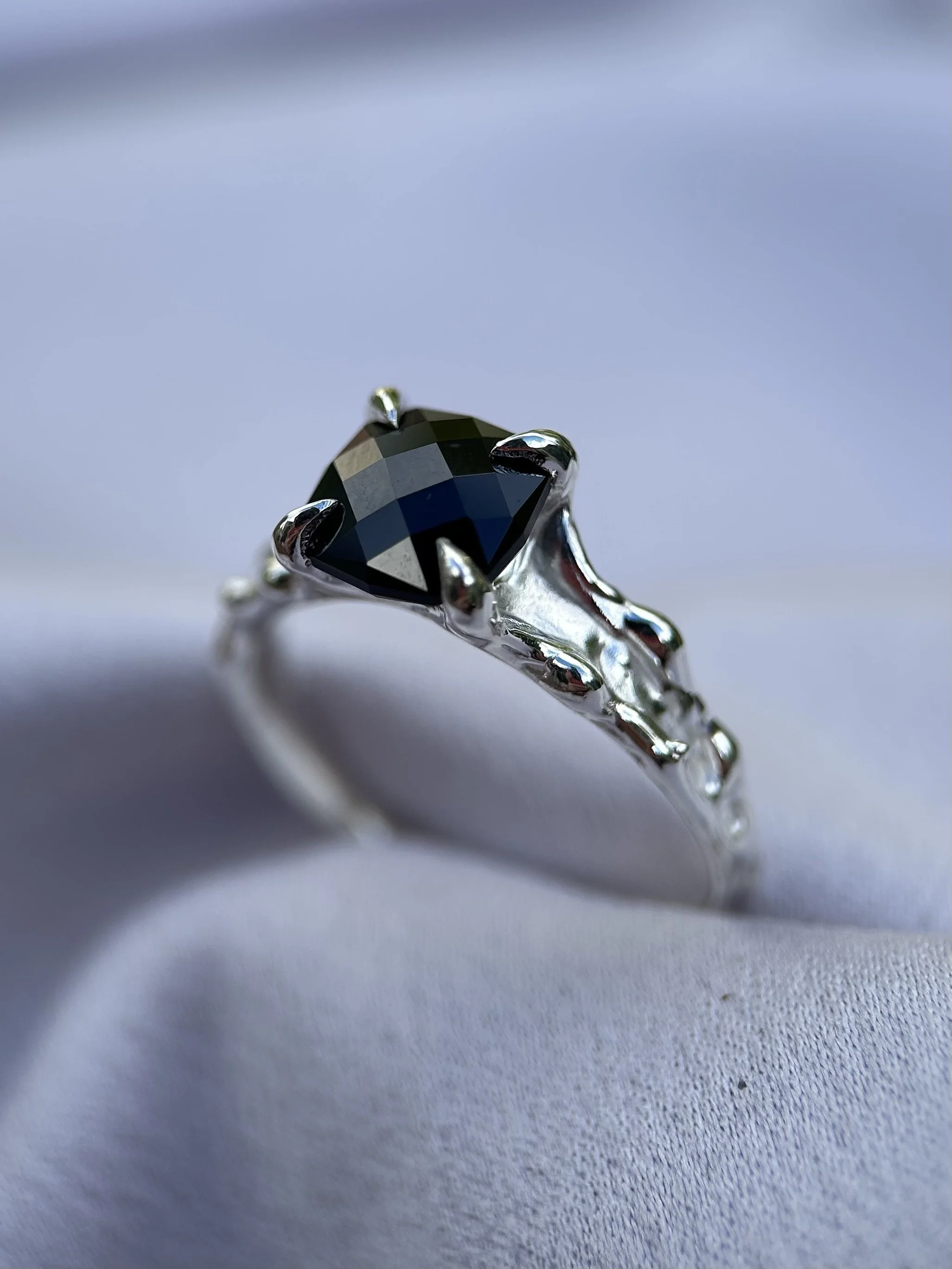 tasmanian black spinel & solid sterling silver