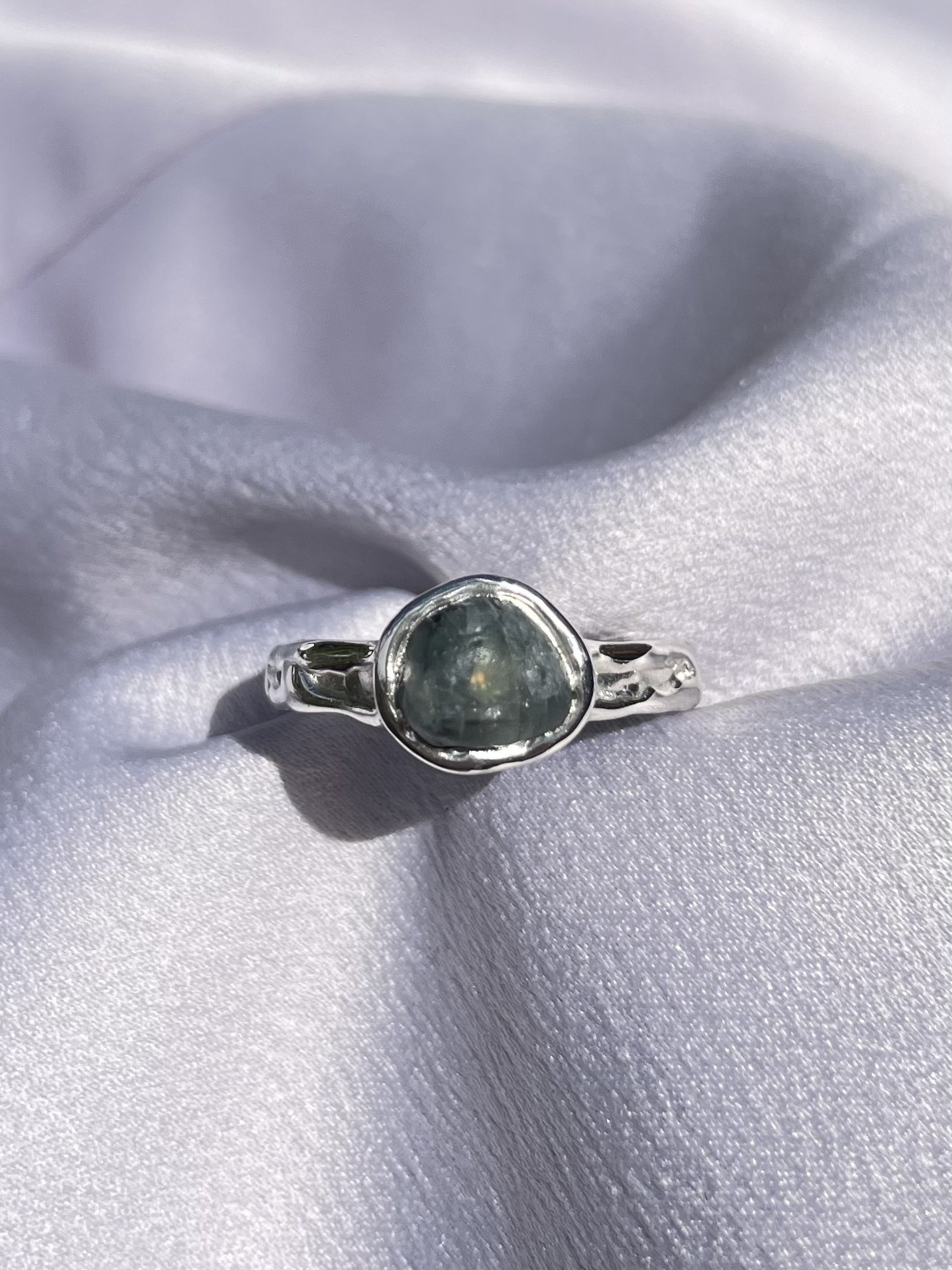 raw tasmanian sapphire & solid sterling silver