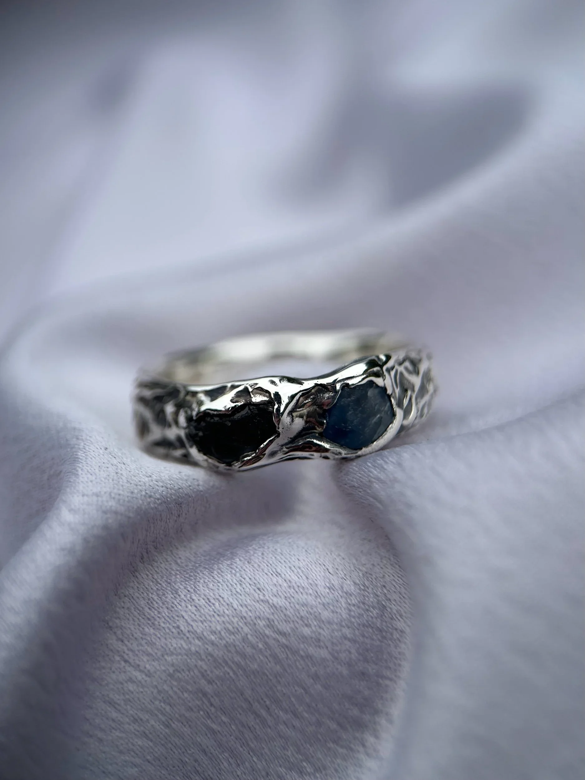 raw tasmanian sapphire & solid sterling silver
