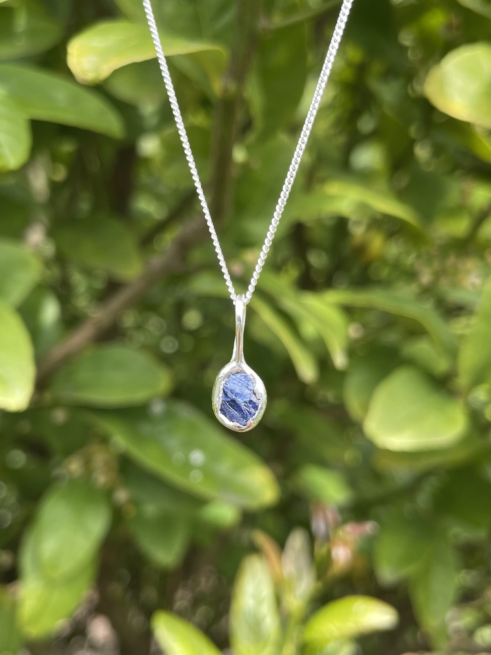 raw tasmanian sapphire & solid sterling silver