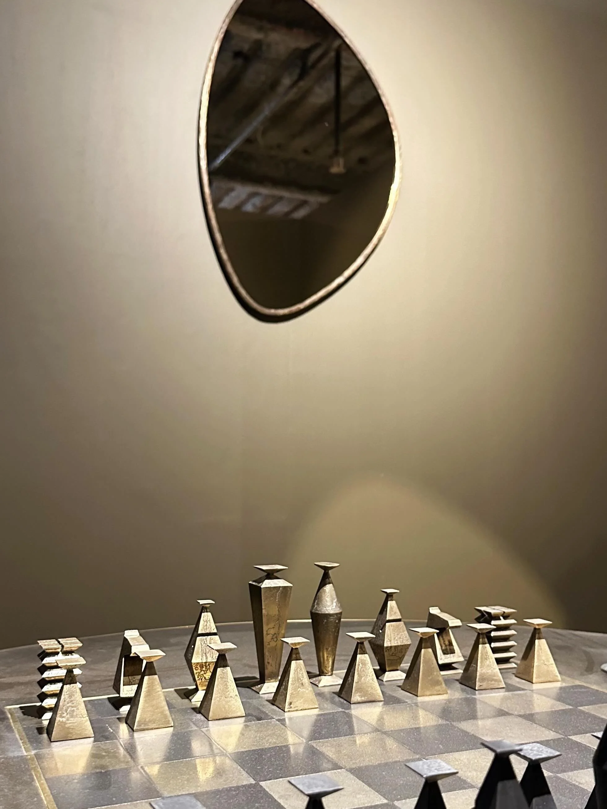 A game table that holds its own as sculpture. Precise in material, deliberate in craft &mdash; the kind of object that earns a permanent place in a room.  @novocastrianco Otterburn Chess Table &mdash; etched and patinated brass, solid oak, leather.

