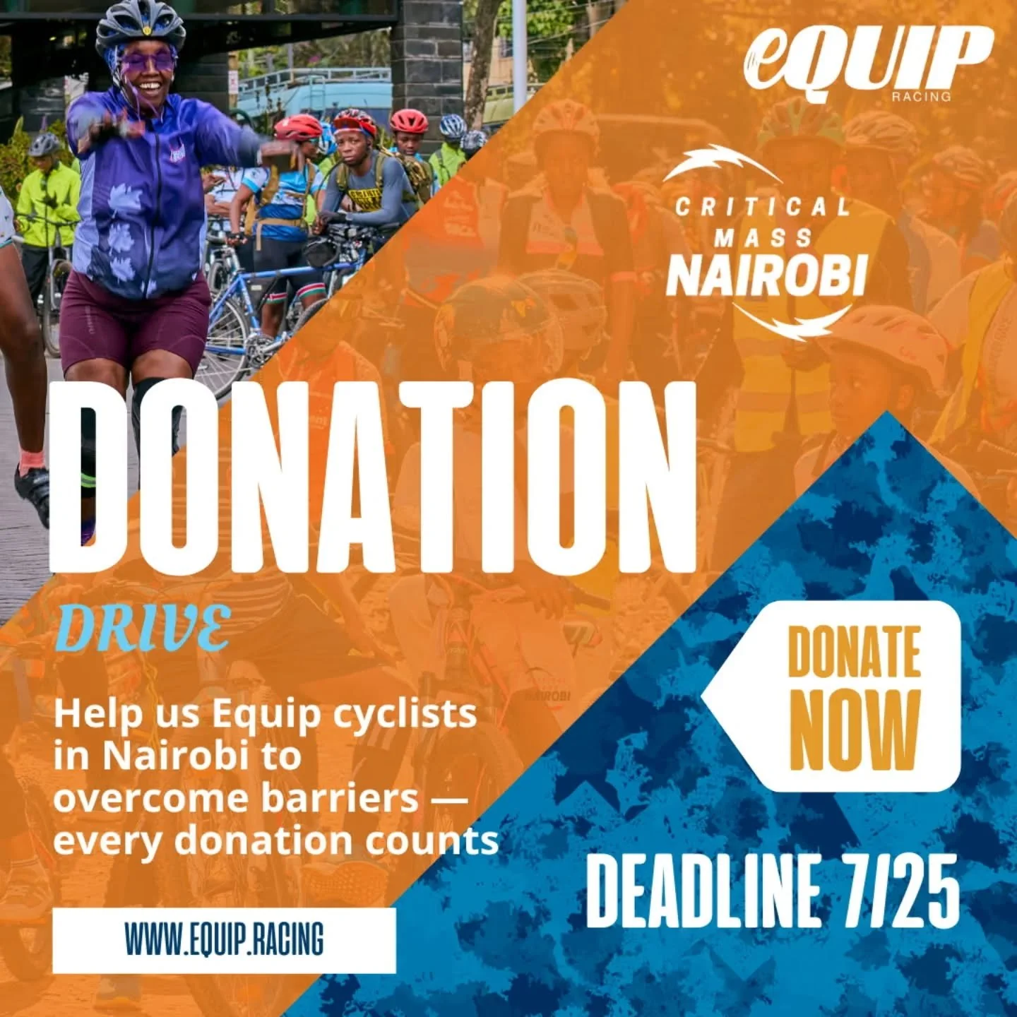 Help us Equip cyclists in Nairobi! Donate your new or gently used cycling kit, tools or equipment by 7/25! 🤝
Our own @paulchase555 is traveling to Nairobi to visit family and we're partnering with Critical Mass Nairobi to equip aspiring riders with