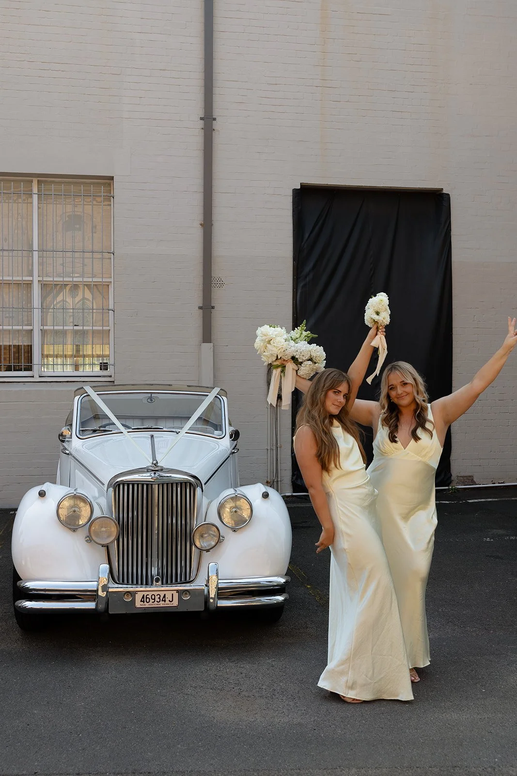 Bridesmaids and Jag Convertible
