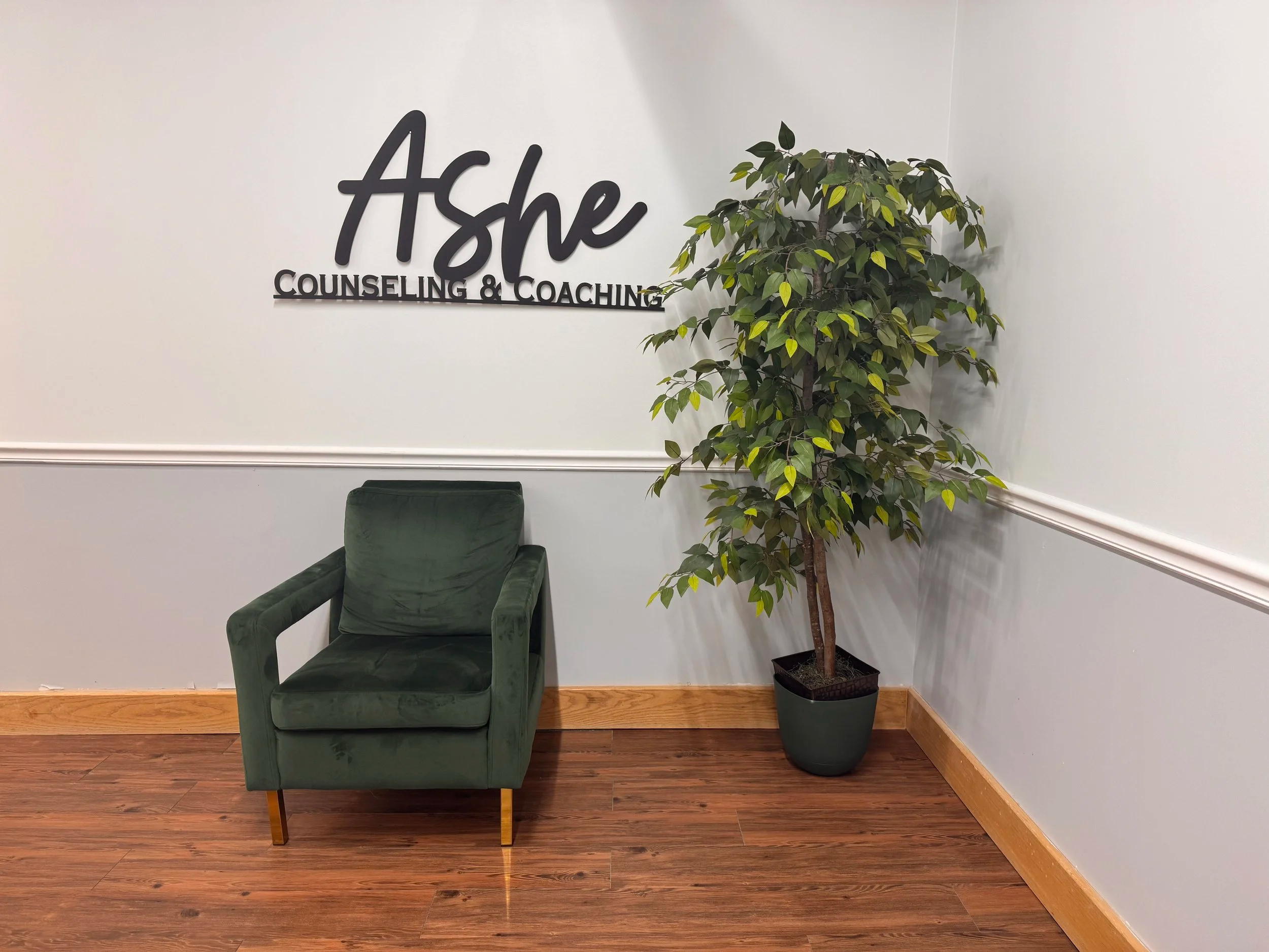 Elegant therapy office at Ashé Counseling Chicago