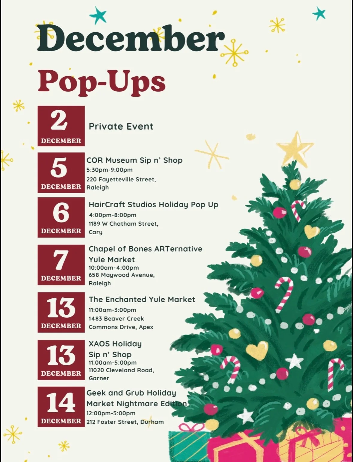 Our last markets of the year, it&rsquo;s definitely a busy month for us and I hope to see you all there :) 🫶🏼🎄❄️