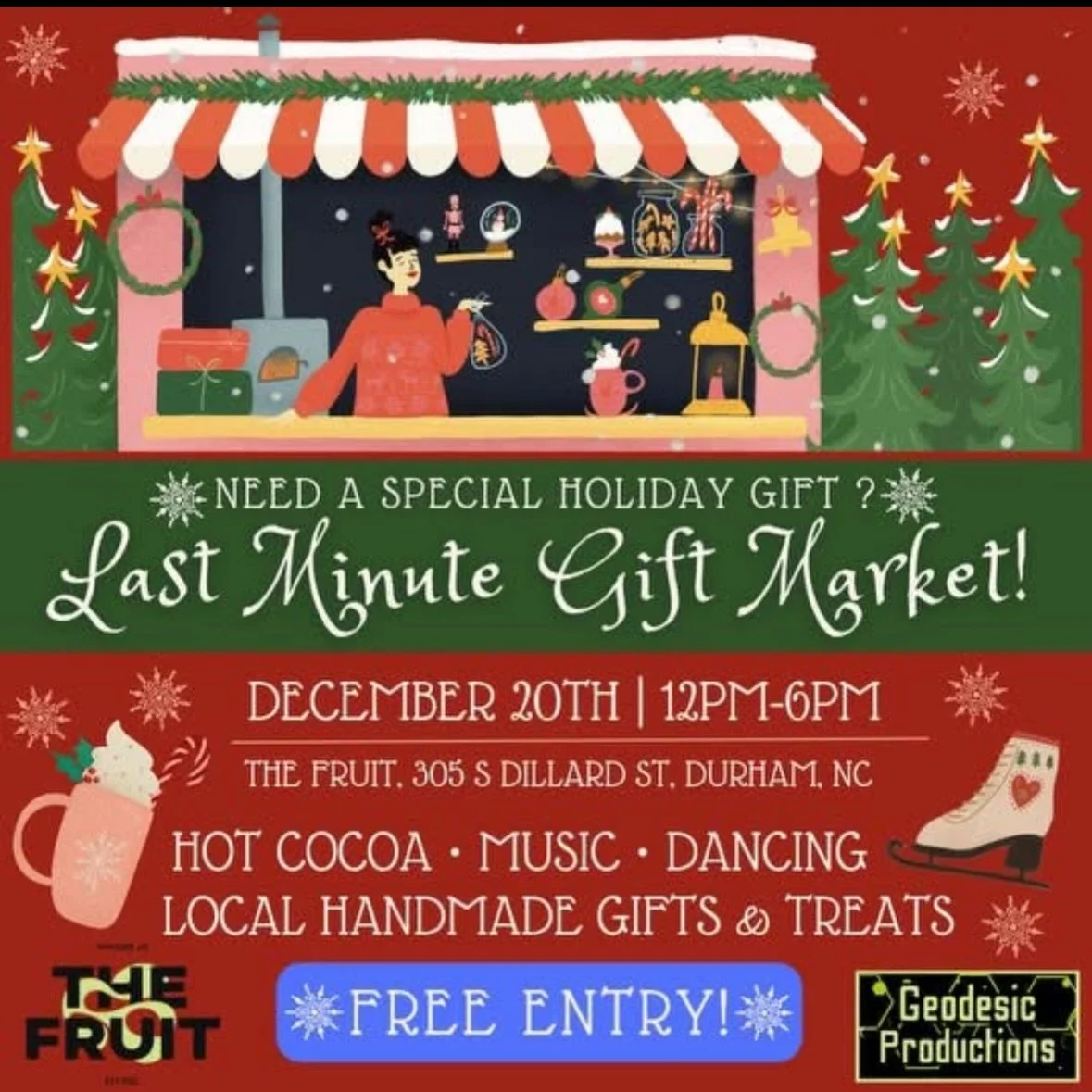 Our last market of 2025 will be tomorrow Saturday December 20 from 12p-6p @durhamfruit with @geodesic_productions I hope to see you all there 🫶🏼🎄🧑&zwj;🎄