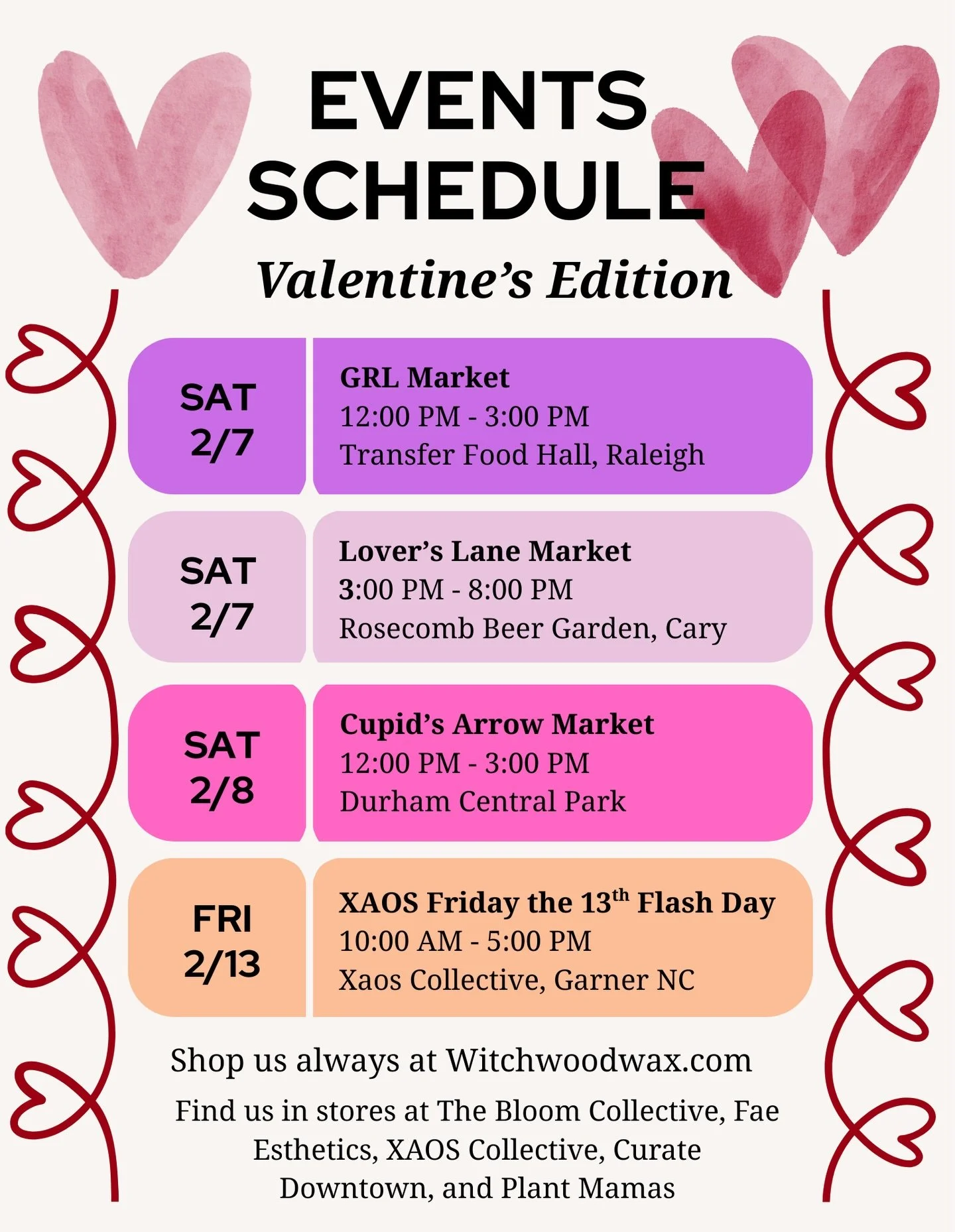 Excited to announce our first few markets of 2026 🎉

This year we&rsquo;re focusing more on: 
⭐️Less Markets, stepping back to 1-3 per month
✨Core Scents available all year 😍
🤩Customer feedback/ focus. Tell me the kind of products and scents do YO