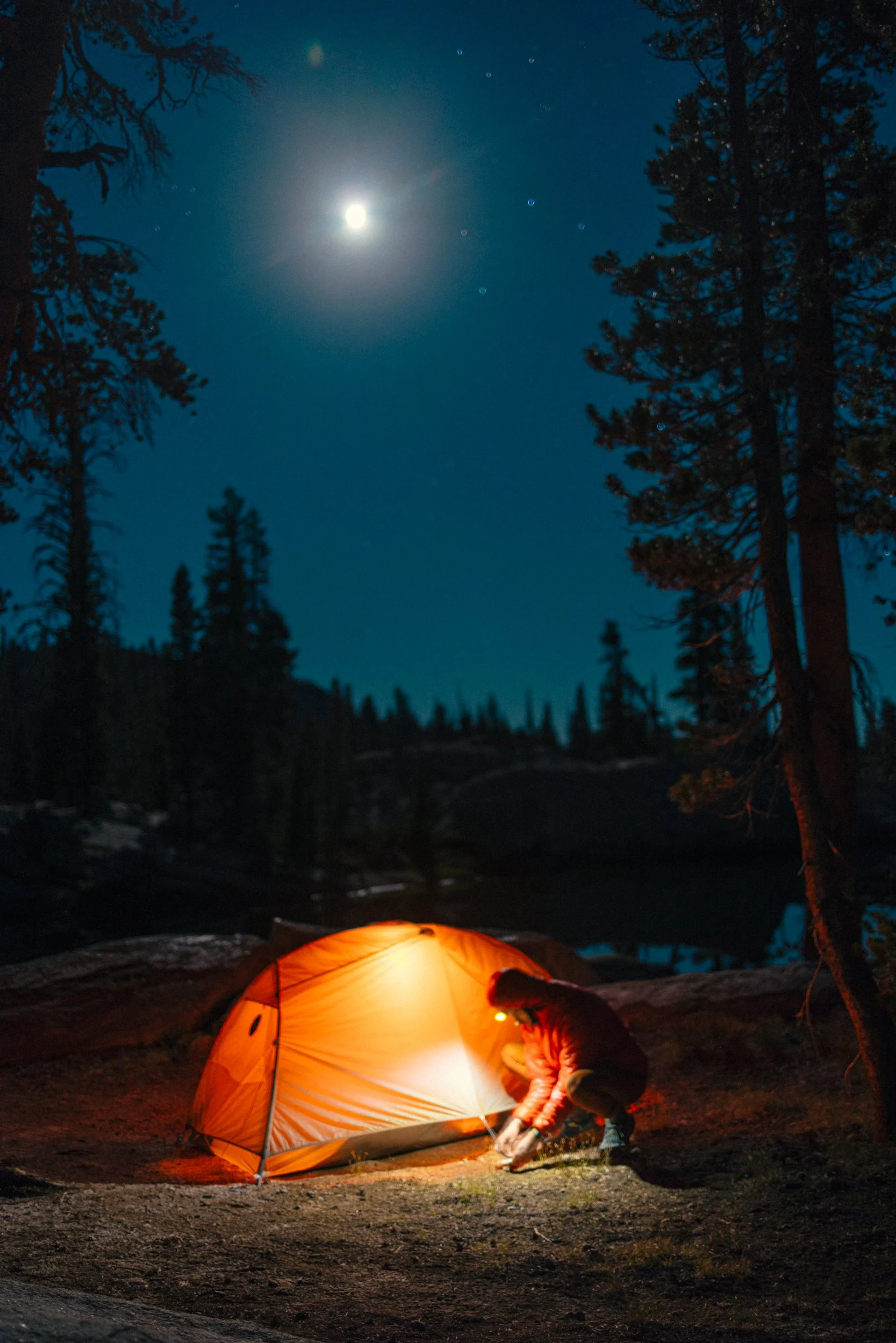 Battening down the hatches after a 16 mile hike into the Emigrant Wilderness backcountry.