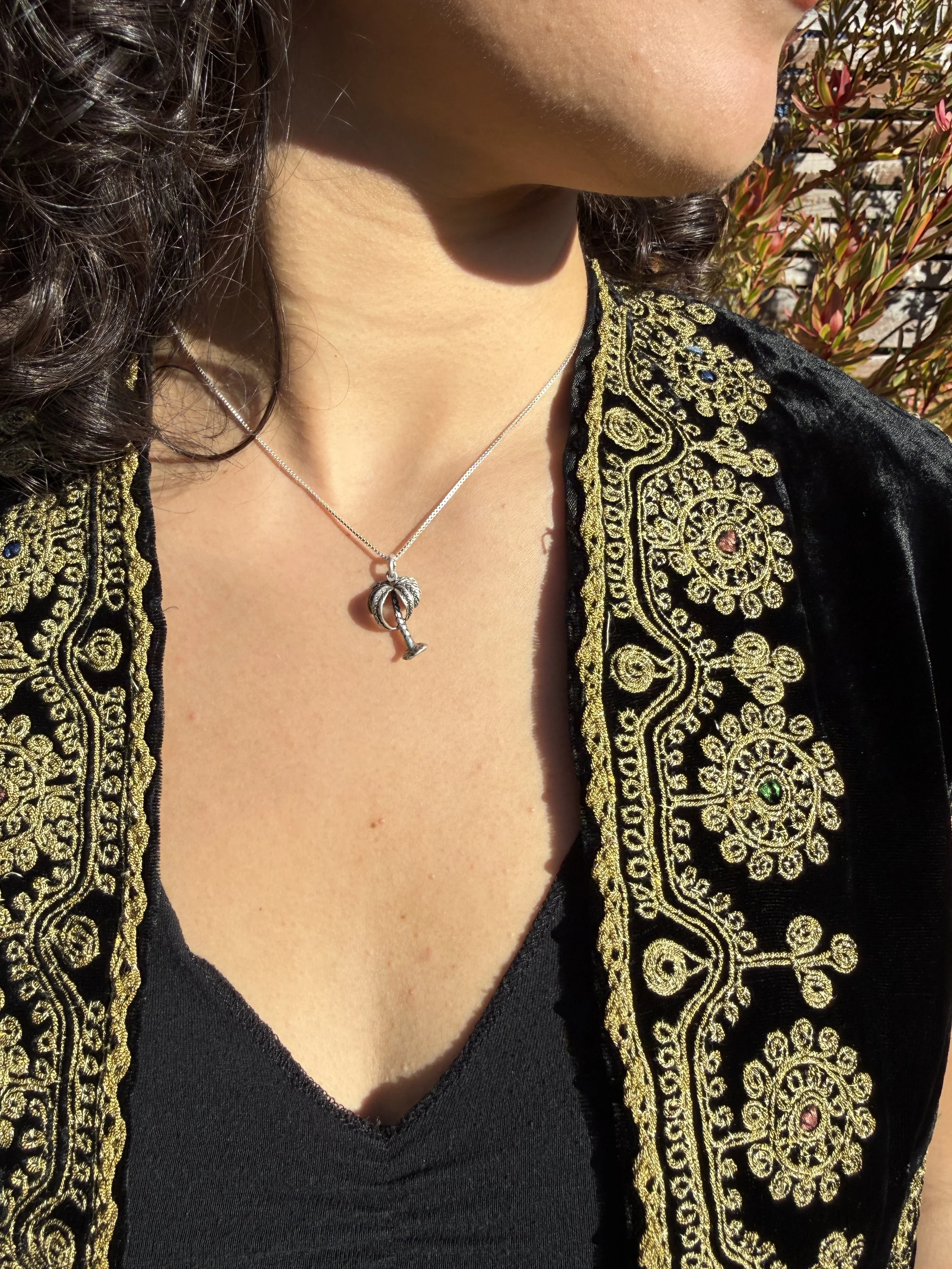 Lina Baby Palm Tree Sterling Silver Pendant with Sterling Silver Chain