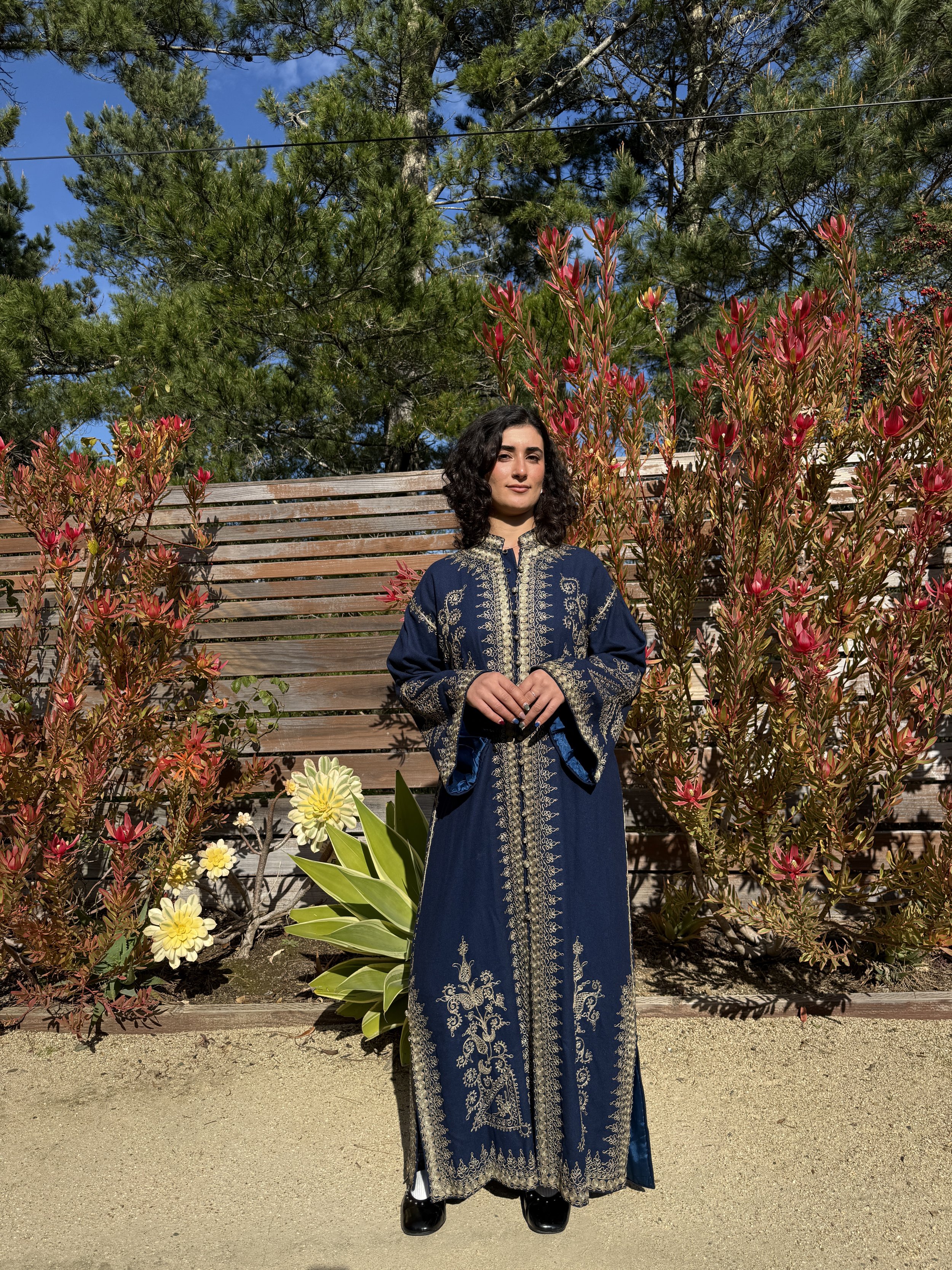 Vintage 1960s–1970s Blue Syrian Wool Caftan