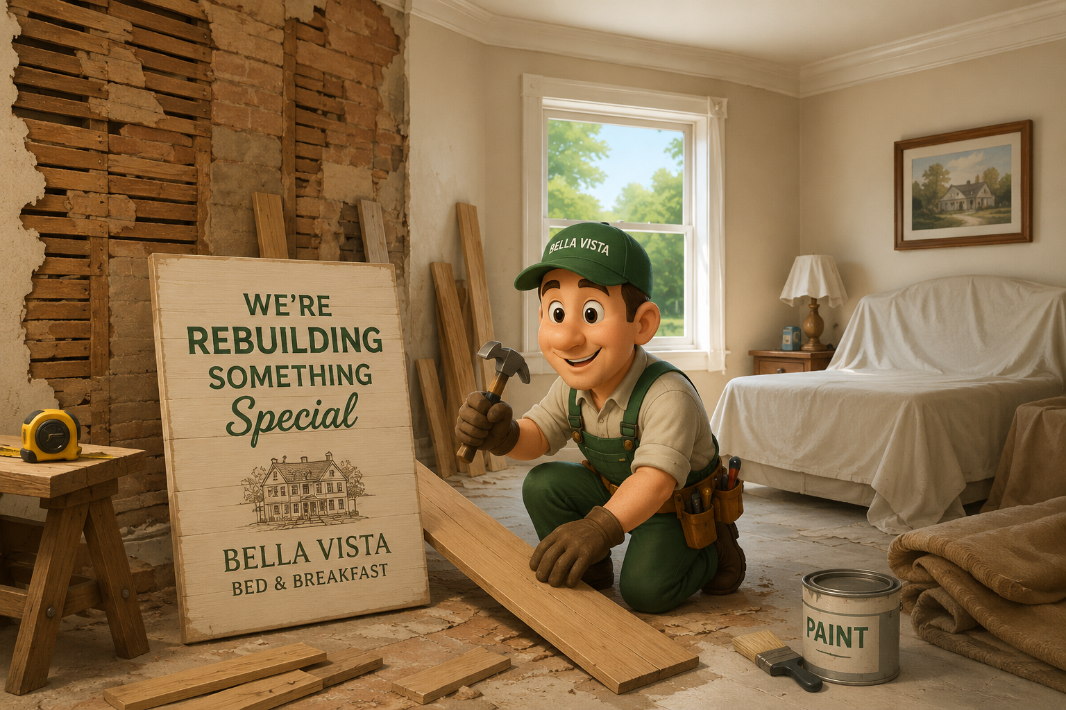 Western Room under restoration at Bella Vista Bed and Breakfast in Akron, Pennsylvania.  Opening soon.