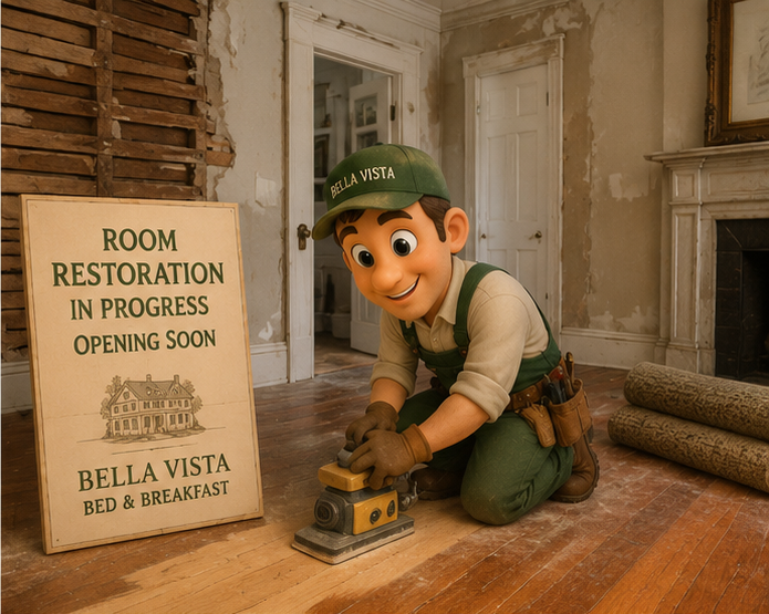 Southeast Room under restoration at Bella Vista Bed and Breakfast in Akron, Pennslyvania.  Opening soon.