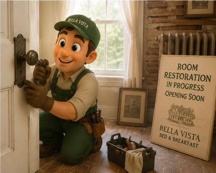 Southwest Room under restoration at Bella Vista Bed and Breakfast in Akron, Pennsylvania.  Opening Soon.