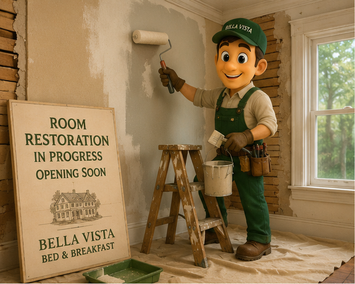 Northeast Room under restoration at Bella Vista Bed and Breakfast in Akron, Pennsylvania.  Opening soon.