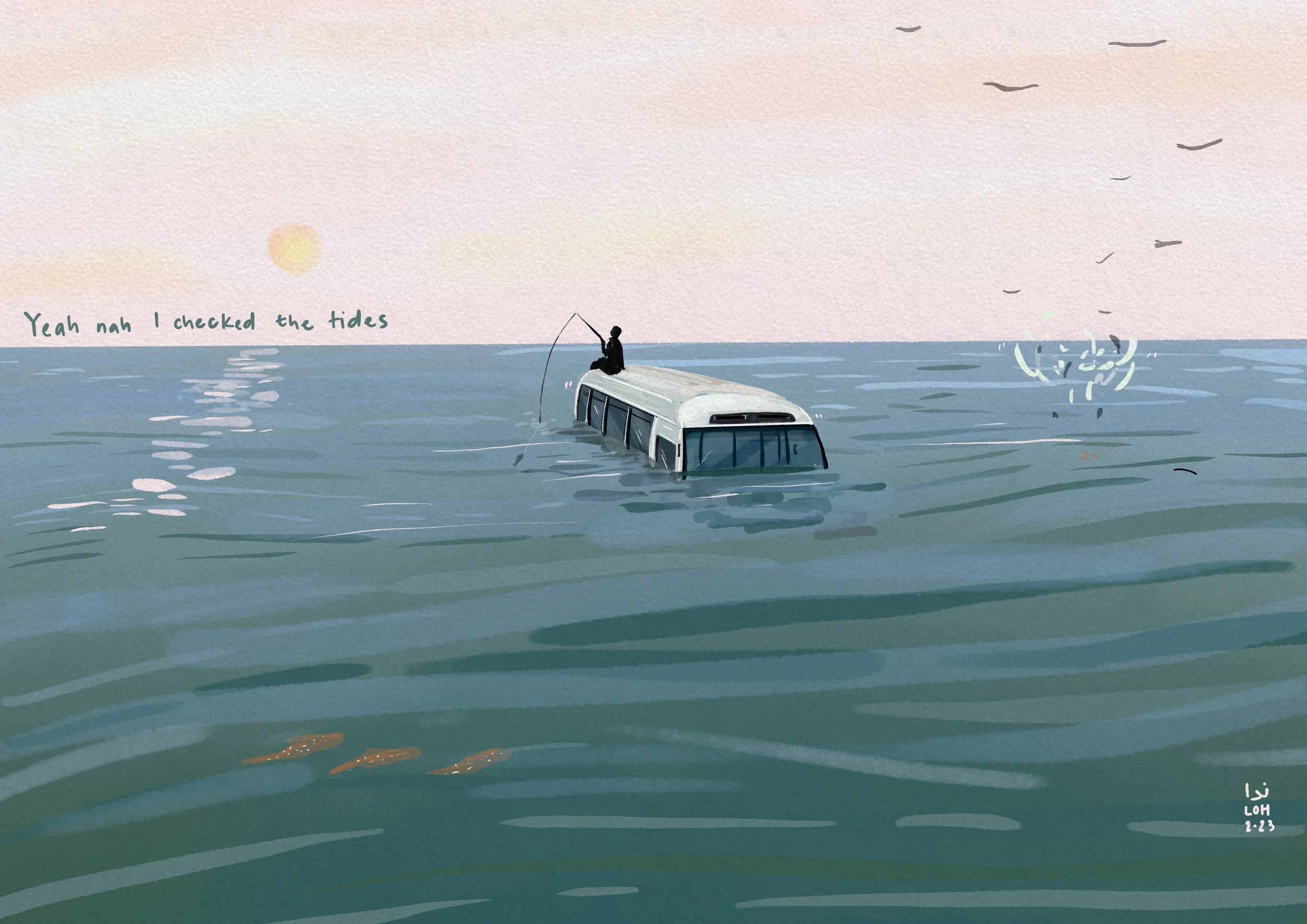Yeah Nah I Checked the Tides - Illustration, 2024, selected work for Drawn By Her exhibition