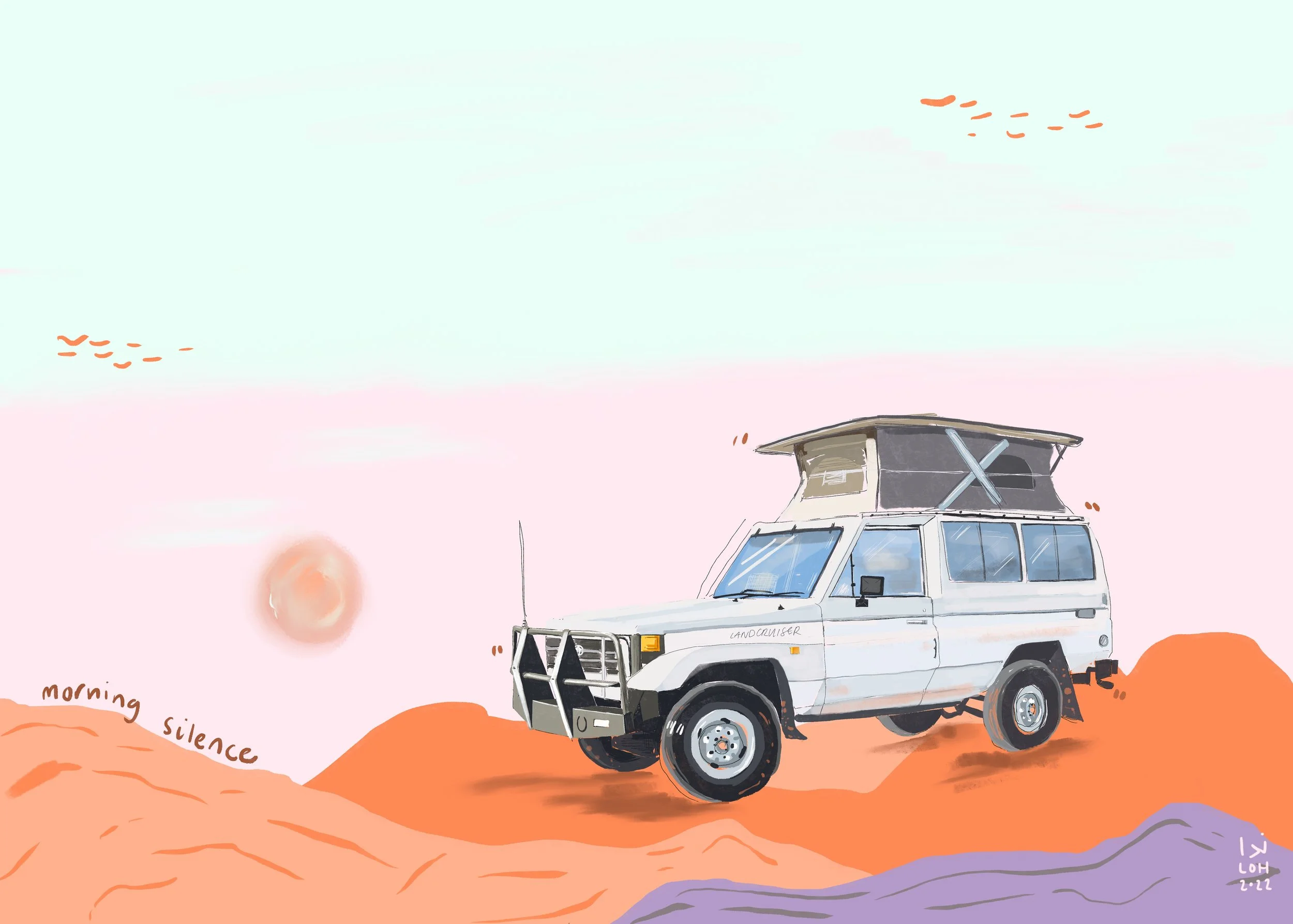 Morning Silence, illustration, selected for Drawn By Her exhibition in 2024