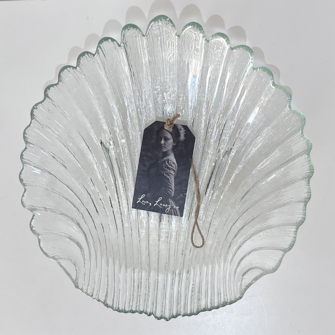 Large Vintage Glass Scallop Clam Shell Footed Seafood Bowl Beach Decor (5).png