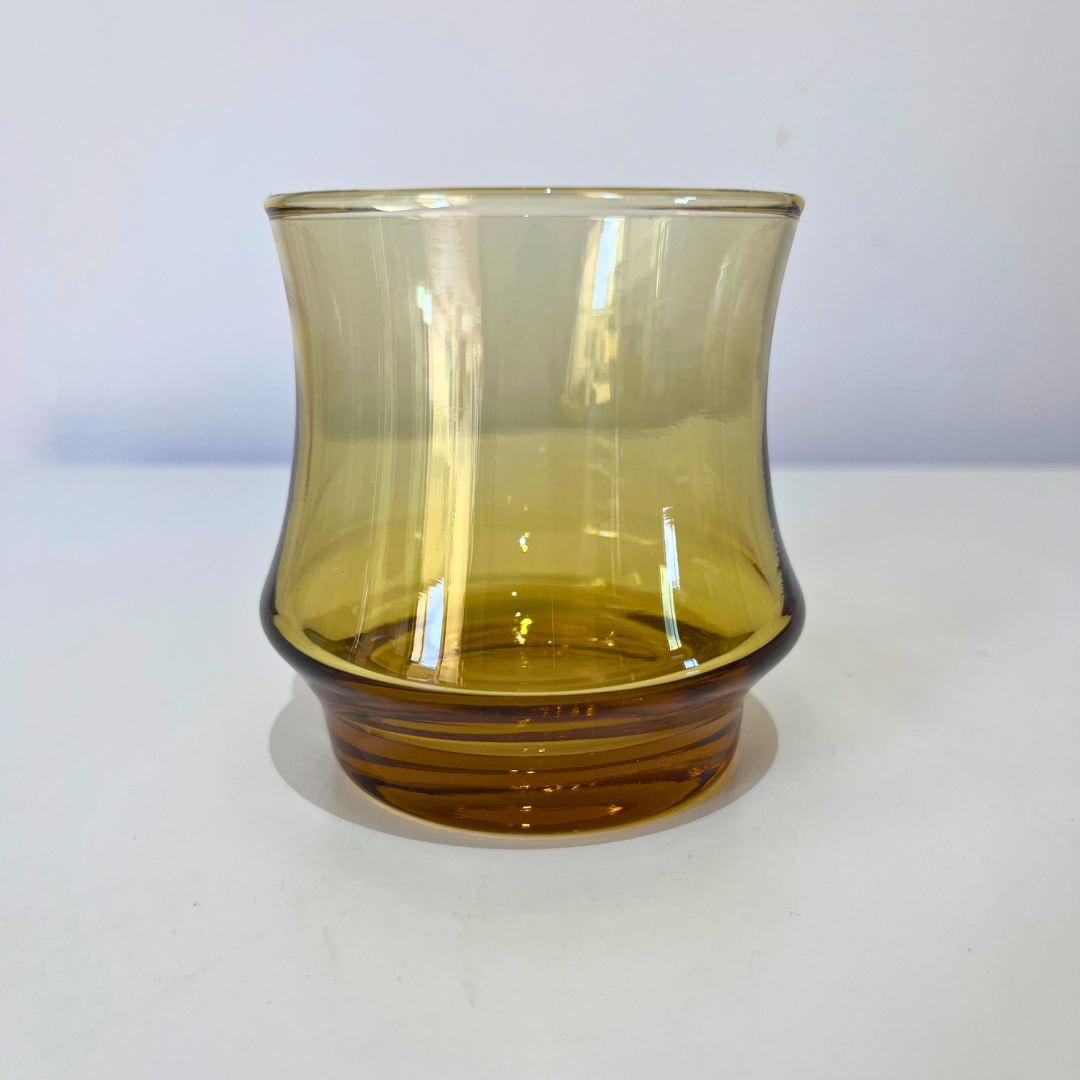 Vintage Amber Glass Tumblers 1970s Retro Drinking Honey Amber Glassware (11).png