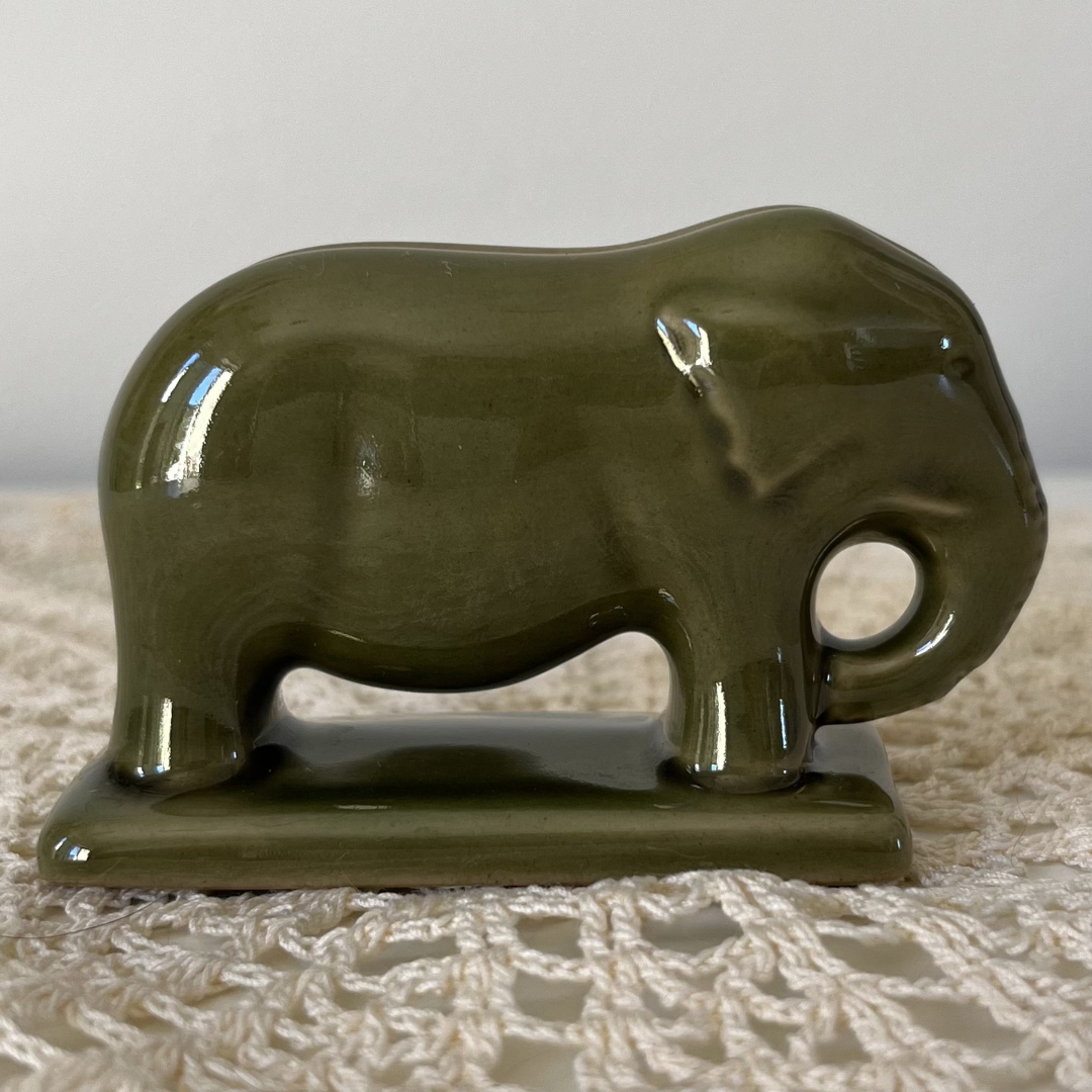 Green Vintage Ceramic Elephant Business Card Holder Made in Thailand (5).png
