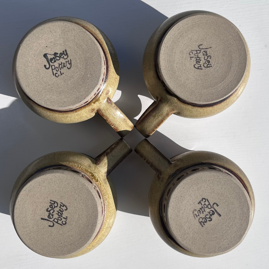 Jersey Pottery Earthenware Coffee Mugs Olive Green Geometric Base (16).png
