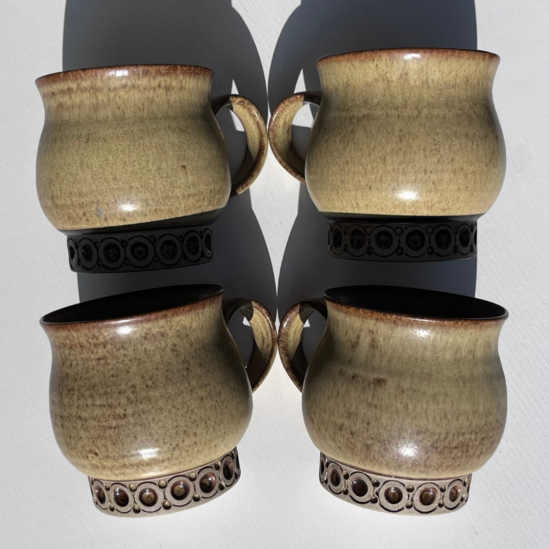 Jersey Pottery Earthenware Coffee Mugs Olive Green Geometric Base (15).png