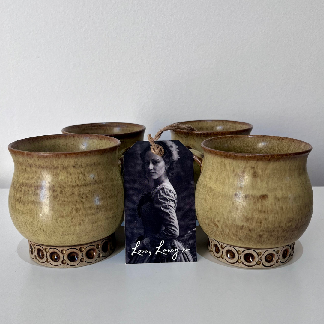 Jersey Pottery Earthenware Coffee Mugs Olive Green Geometric Base (10).png