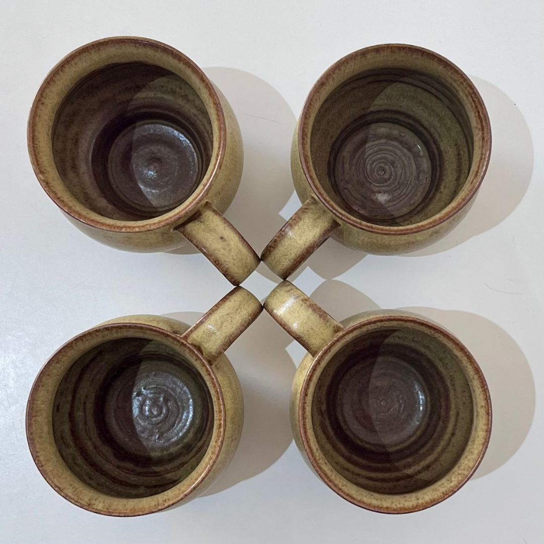 Jersey Pottery Earthenware Coffee Mugs Olive Green Geometric Base (9).png