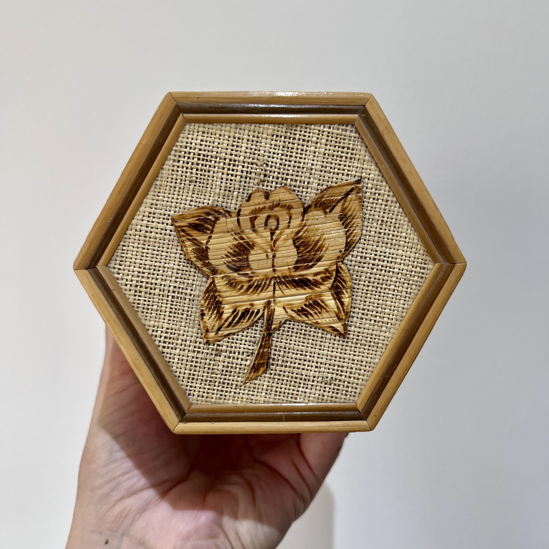 Handmade Hexagonal Vintage Bamboo & Rattan Jewellery Box Red Interior (14).png