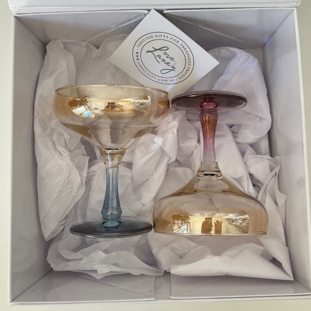 vintage coloured champagne coupes gold lustre bowl cocktail glasses (16).png