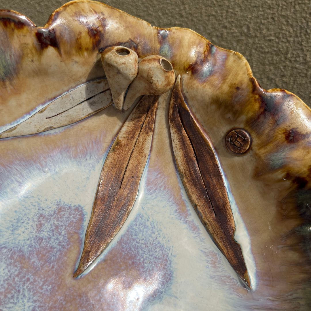 Australian Art Pottery Drip Glaze Gum Nuts Fruit Bowl (4).png