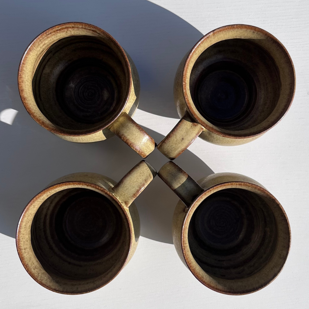 Jersey Pottery Earthenware Coffee Mugs Olive Green Geometric Base (23).png
