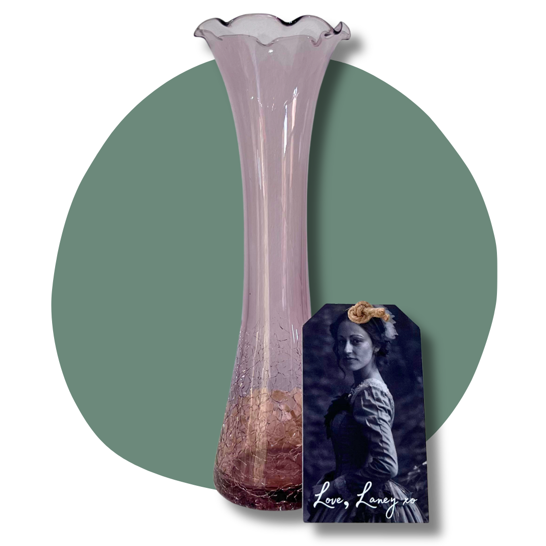 Vintage Amethyst Purple Crackle Glass Vase