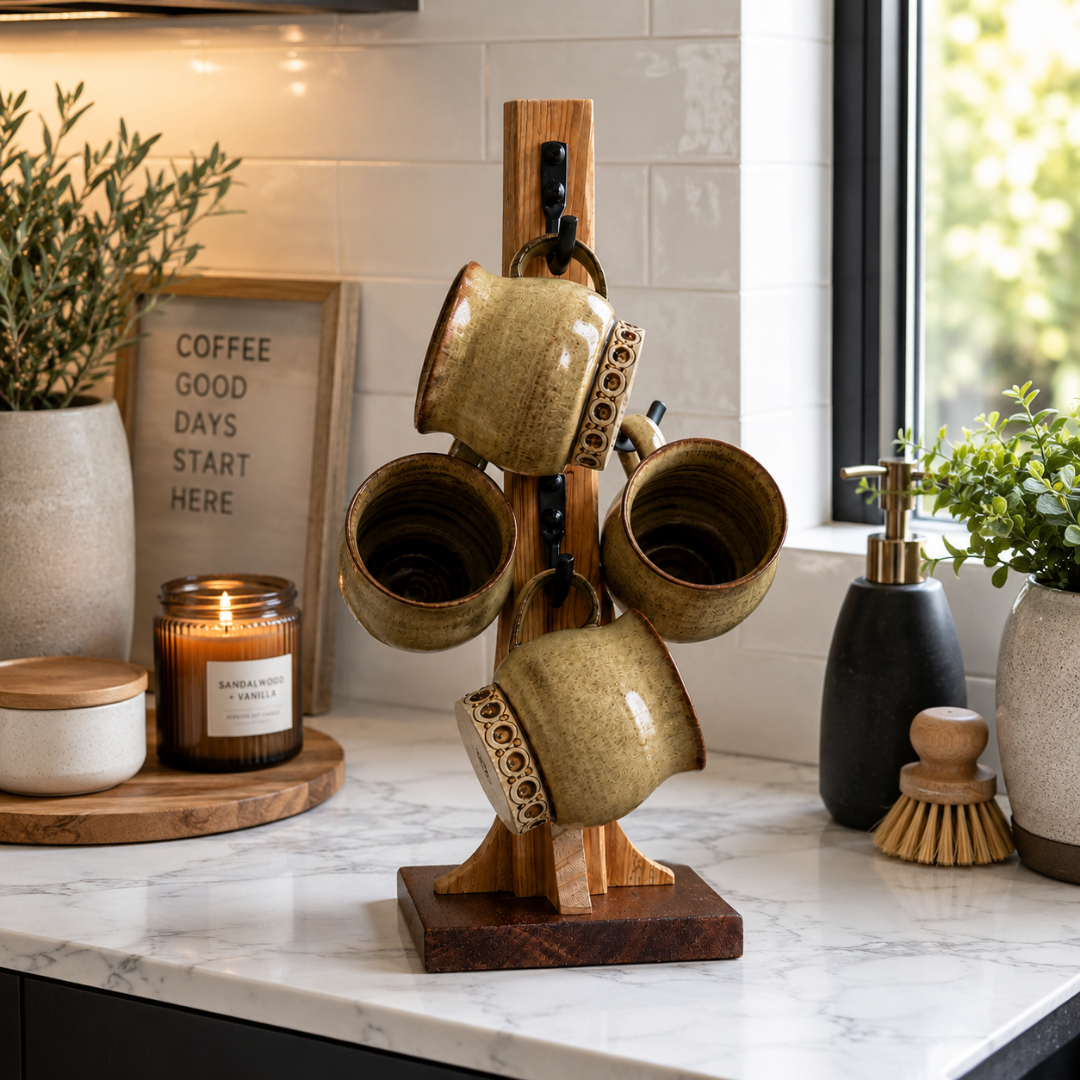 Handmade Wooden Coffee Mug Holder Rustic Kitchen Storage (3).png