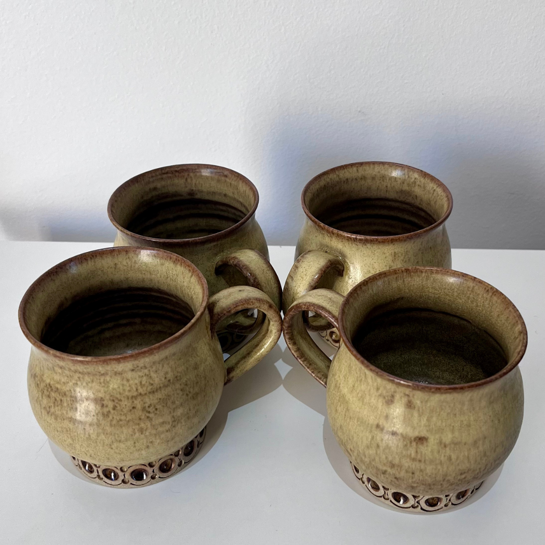 Jersey Pottery Earthenware Coffee Mugs Olive Green Geometric Base (11).png