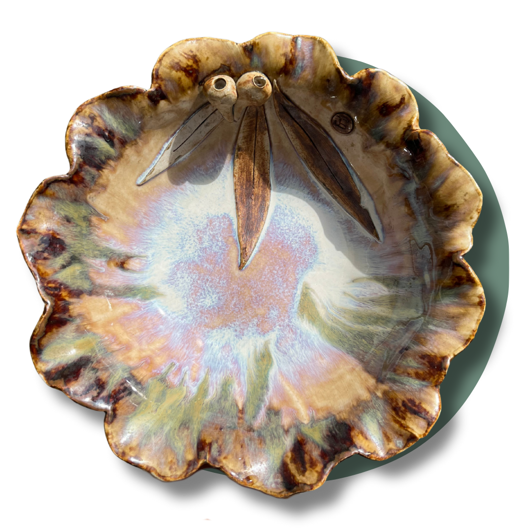 Australian Art Drip Glaze Pottery Gumnut Bowl