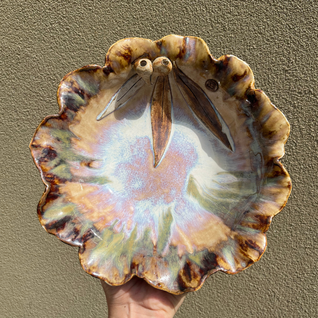 Australian Art Pottery Drip Glaze Gum Nuts Fruit Bowl (2).png