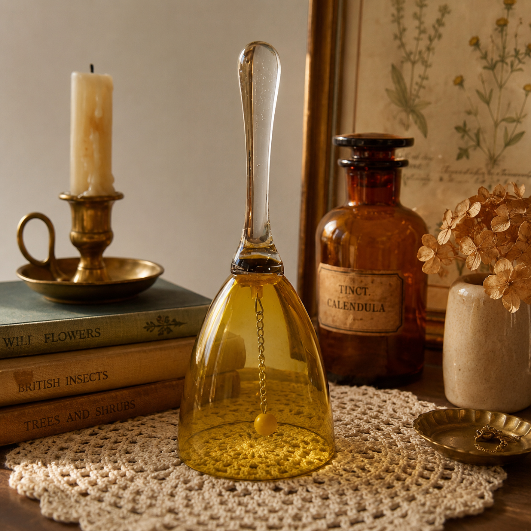 vintage yellow amber glass bell (2).png