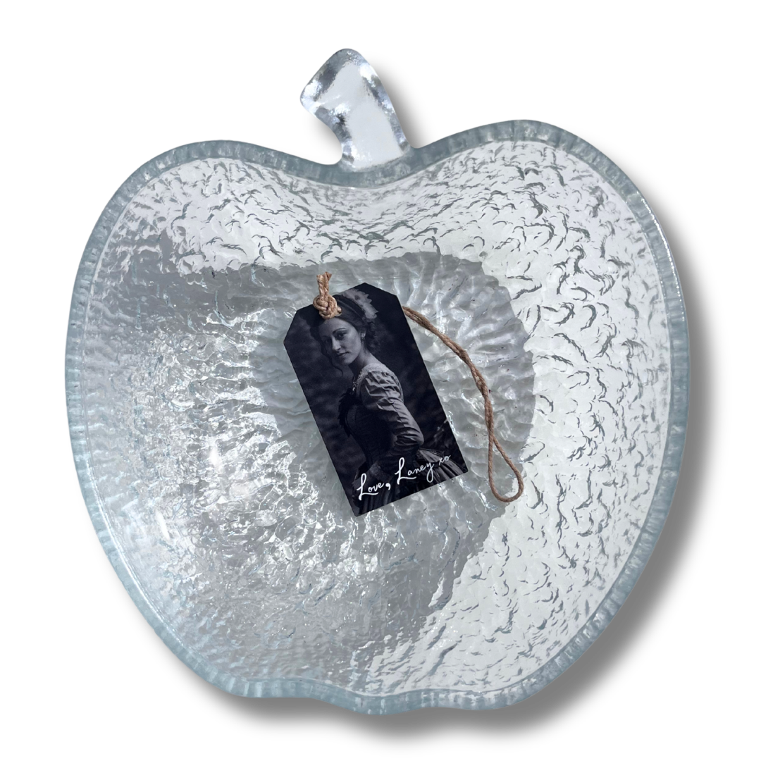Vintage 1970s Ravenhead Siesta Style Textured Glass Apple Serving Bowl