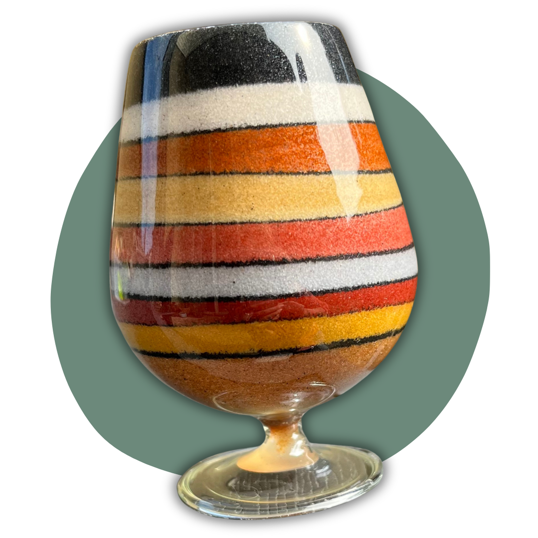 Coloured Sand Glass Vintage 1970s Barware Retro Brandy Glass.png