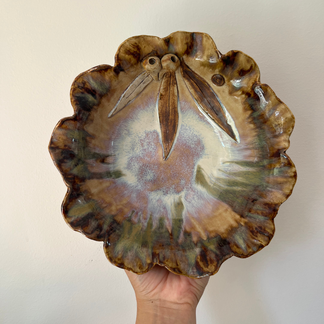 Australian Art Pottery Drip Glaze Gum Nuts Fruit Bowl (15).png